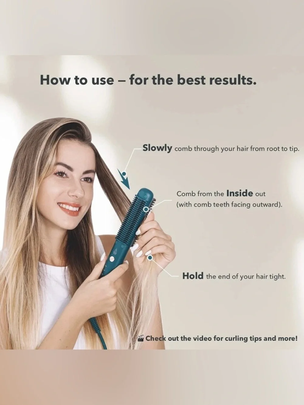 NIB Ceramic Heated Hair Straightening Brush - Women Hair Styler